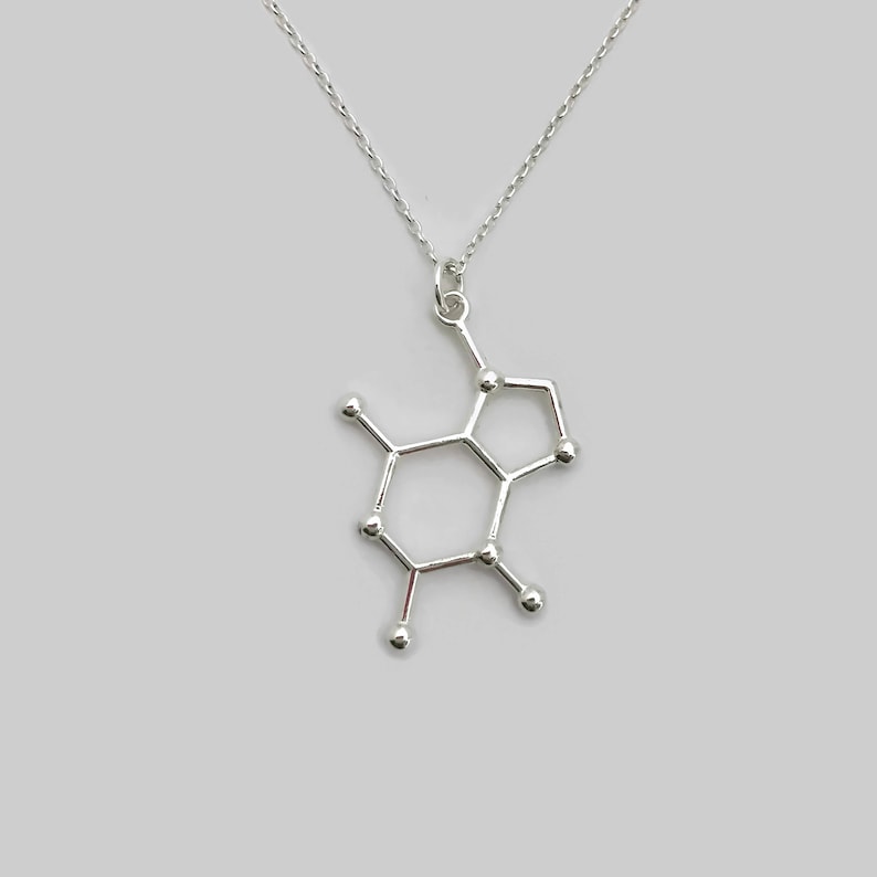 Chemistry Jewellery Sterling Silver Chocolate Necklace Science Jewellery Chocolate Molecule Molecule necklace Theobromine molecule