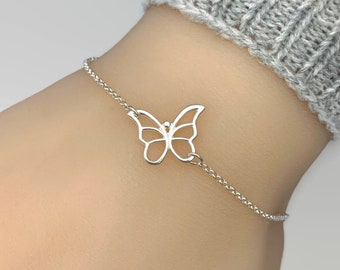 Sterling Silver Butterfly Bracelet - 925 sterling silver, Silver bracelet, Butterfly jewelry, Bridesmaid gifts