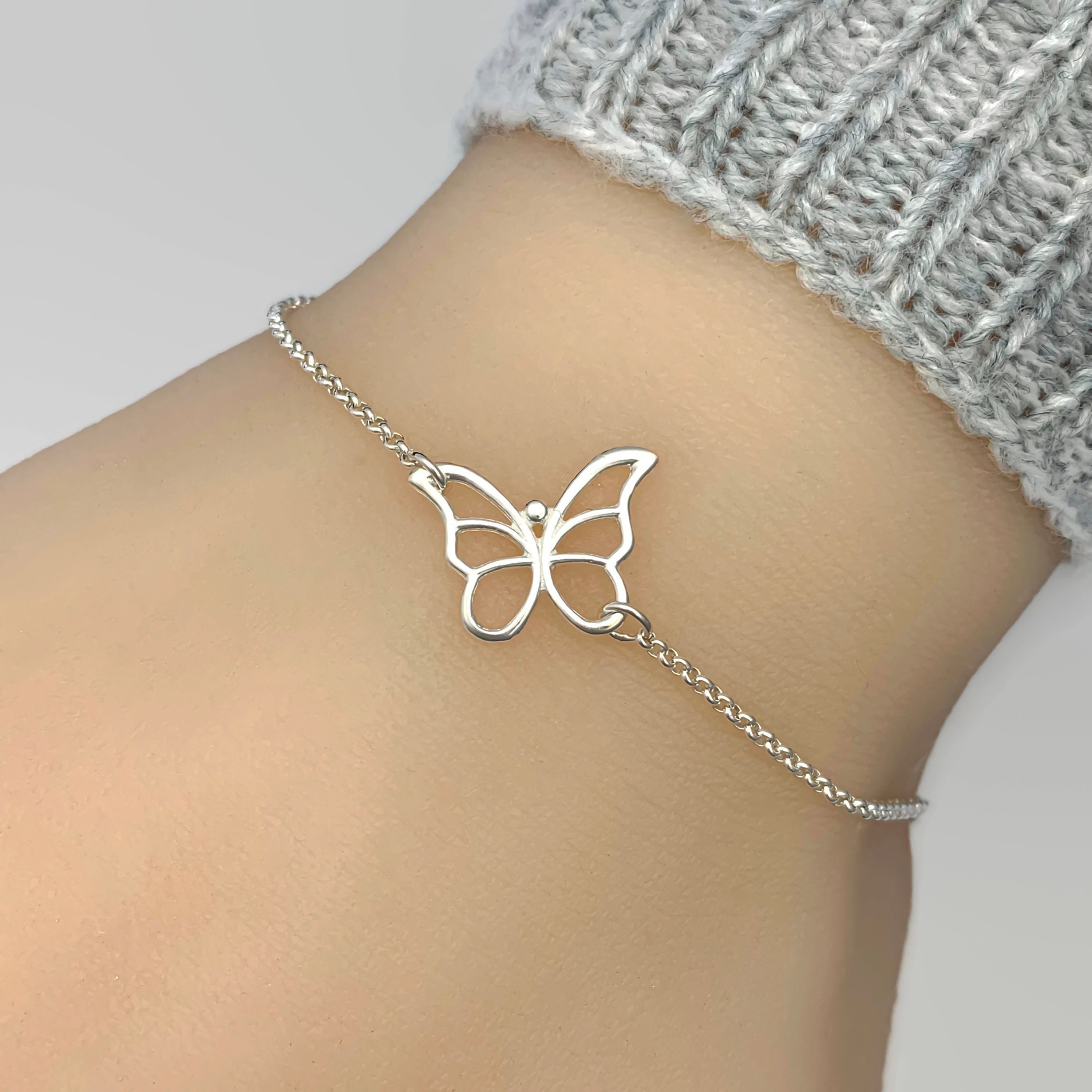 Sterling Silver Butterfly Bracelet - 925 Sterling Silver, Silver Bracelet, Butterfly Jewelry, Bridesmaid Gifts