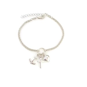 Faith Hope Charity Bracelet Adjustable Sterling Silver Anchor Cross ...
