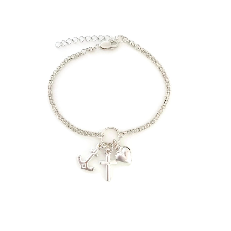 Faith Hope Charity Bracelet Adjustable Sterling Silver | Etsy