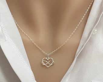 Sterling Silver Infinity Love Necklace - Infinity Heart Necklace