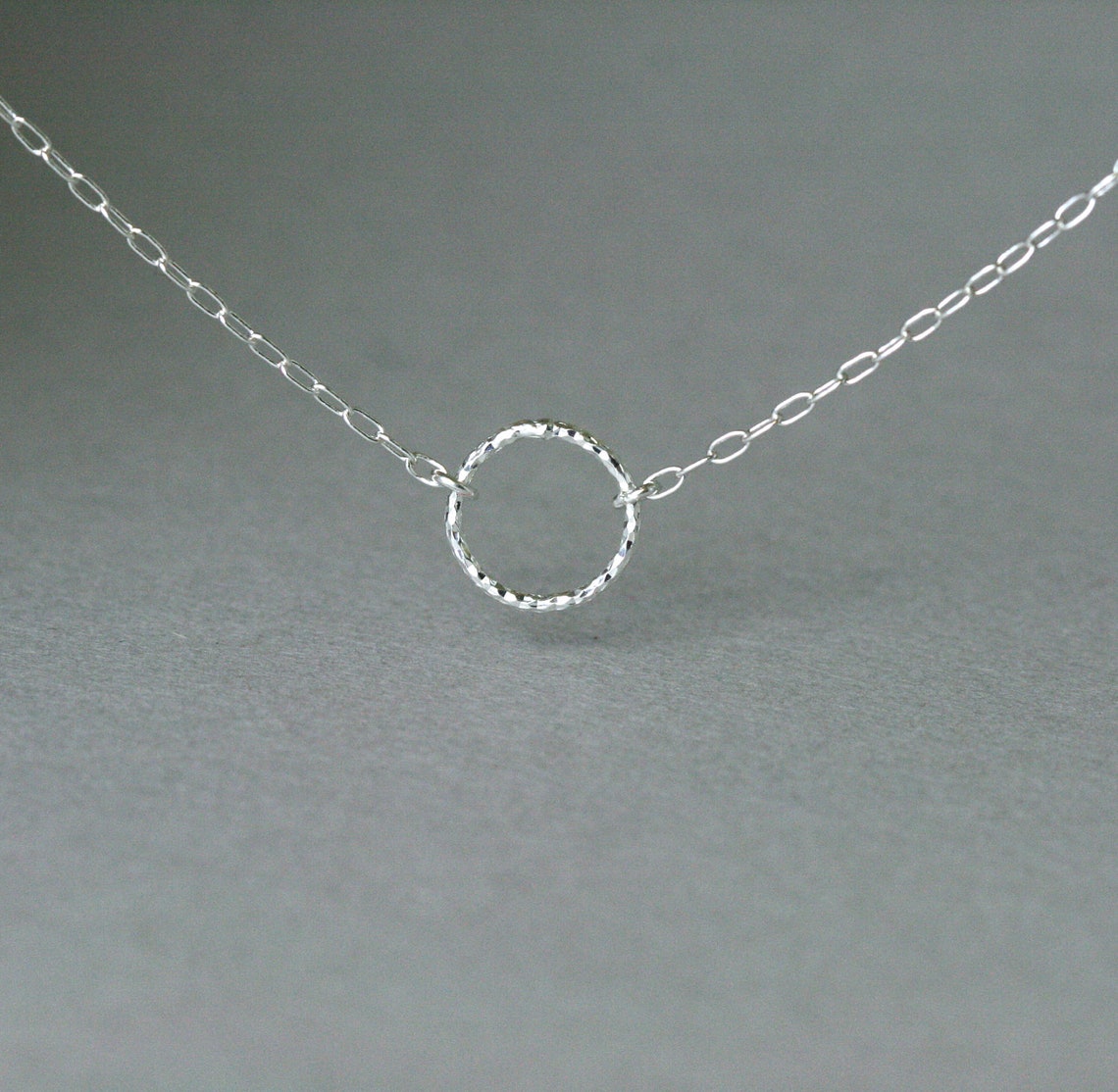Tiny Circle Necklace in Sterling Silver Etsy