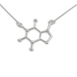 Sterling Silver Caffeine Necklace Caffeine Molecule, Science Jewellery, Chemistry Jewellery, Gift for her, Molecule necklace image 2