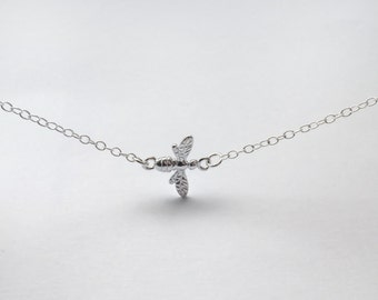 Sterling Silver Tiny Bee Necklace