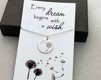 Dandelion Necklace, Sterling Silver Dandelion Necklace