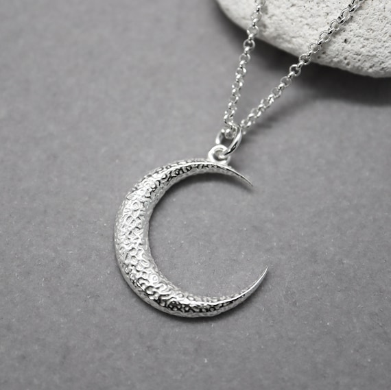 Sterling Silver Moon Necklace - Etsy