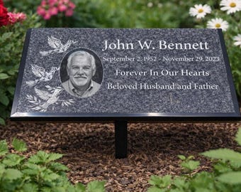 Black Granite Engraved Plaque – Custom Memorial, Recognition & Property Marker with Stand