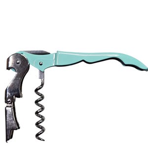 Personalized Wine Bottle Opener, Custom Engraved Corkscrew Gift, Wedding Favor, Anniversary Keepsake Cyan