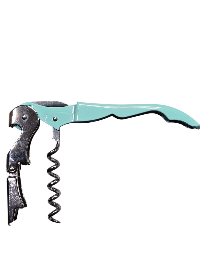 Personalized Wine Bottle Opener, Custom Engraved Corkscrew Gift, Wedding Favor, Anniversary Keepsake Cyan