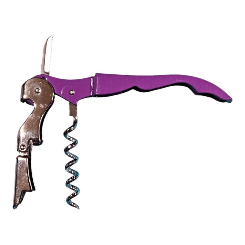 Personalized Wine Bottle Opener, Custom Engraved Corkscrew Gift, Wedding Favor, Anniversary Keepsake Dark Purple