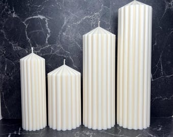 Pillar candle | Ribbed pillar candle | Decoration | Aesthetics | Gift idea | Vegan | Rapeseed wax