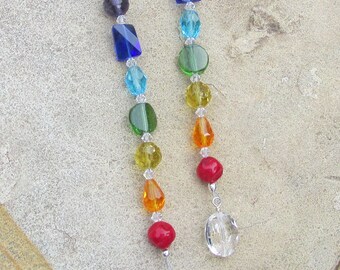 Chakra Crystal Glass Ornament, Light Catcher, Rainbow Colors, Spiritual Gift, Yoga Gift, Meditation, Energy Healing, Chakras, Chakra Colors