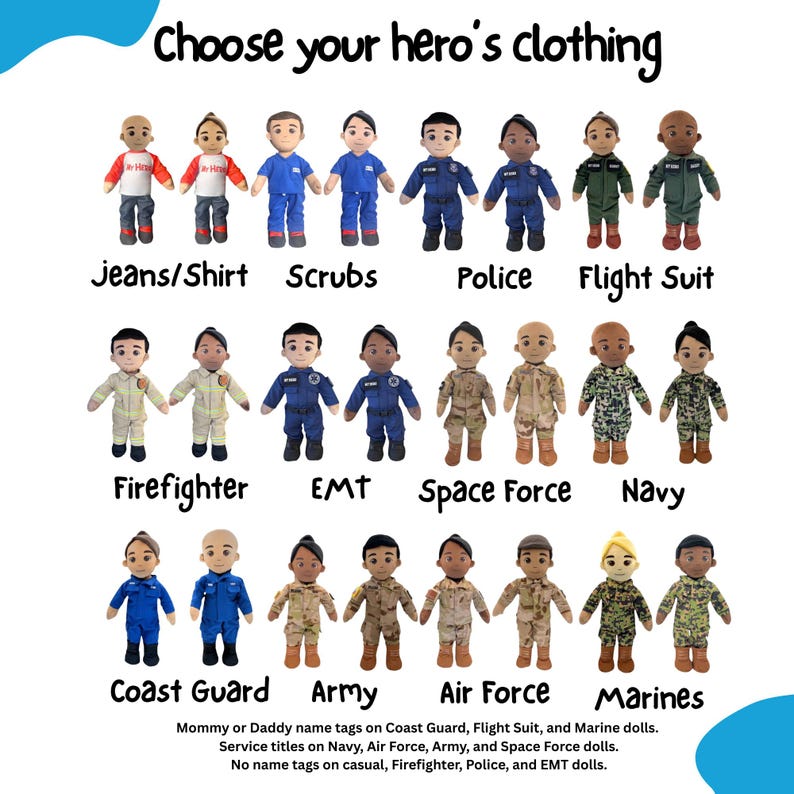 Kids Military, Kids Military Gift, Deployment Doll, Daddy Doll, Recordable Doll, Deployment Doll, Military Doll, Military Theme kid, Mommy Doll, Connection Gift Military, Navy Doll, Air Force Doll, Marine Doll, Coastie Doll, Army kids doll, Sailor, talking doll, talking plush, speaking doll, speaking plush, personalized doll, customizable doll, comfort doll, month of the military child gift, month of the military child, Navy Doll, Marine Doll, Air Force Doll, Navy Doll, Army Doll, Sailor Doll