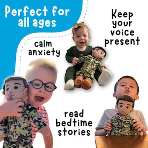 Kids Military, Kids Military Gift, Deployment Doll, Daddy Doll, Recordable Doll, Deployment Doll, Military Doll, Military Theme kid, Mommy Doll, Connection Gift Military, Navy Doll, Air Force Doll, Marine Doll, Coastie Doll, Army kids doll, Sailor, talking doll, talking plush, speaking doll, speaking plush, personalized doll, customizable doll, comfort doll, month of the military child gift, month of the military child, Navy Doll, Marine Doll, Air Force Doll, Navy Doll, Army Doll, Sailor Doll
