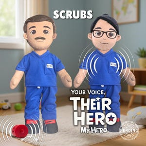 Medical Hero Doll with Voice – RN Graduation Gift | Doctor Gift | Custom Plush in Scrubs | Voice Recordable Nurse Doll | Personalized