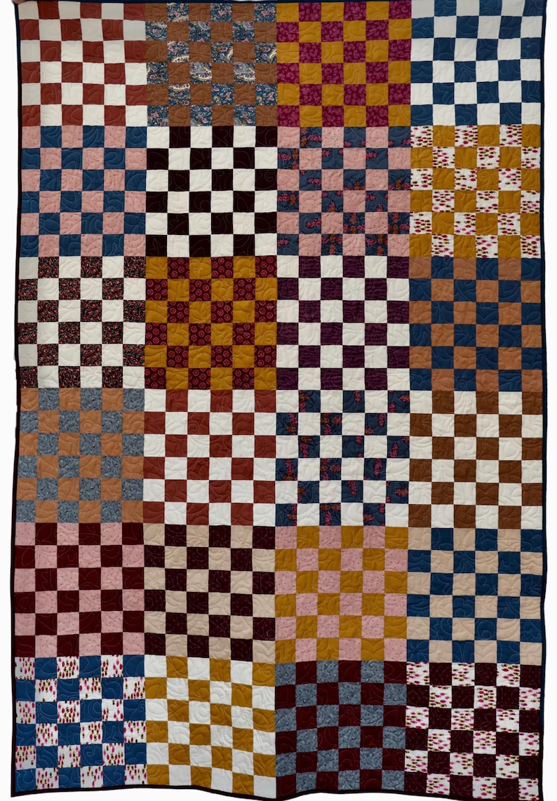 Handmade Twin Checkerboard Quilt – Colorful Patchwork Bedspread - Etsy