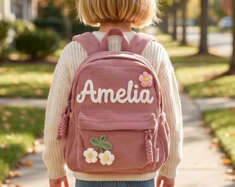 Personalized Toddler Backpack, Custom Name Mini Preschool Bag, Back to School Gift, Summer Camp Bag, Corduroy Kids School Bag for Boys Girls