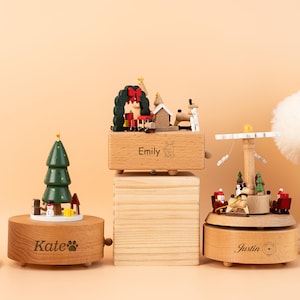 Souvenir musical de carrousel de ballerine en bois, boîte à musique prénom gravée, boîte à musique train en bois personnalisée, cadeau de baby shower, cadeaux de nouveau-né