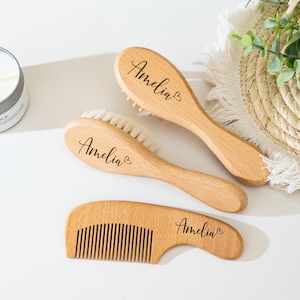Personalised Baby Gift,Custom Wooden Baby Hairbrush,Engraved Name Brush Keepsake Gift,Baby Shower Gift,New Mom Gift,Baby Birthday,Xmas Gift