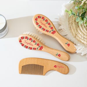 Wooden Baby Hairbrush Set,Newborn Comb,Custom Baby Birthday Gift,Hair Brush and Comb for Newborn Gift,Grooming Set,New Baby Comb,Baby Shower