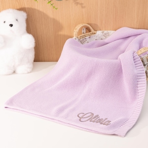 Personalized Baby Blanket,Soft Cotton Knit,Custom Baby Name Blanket,Baby Shower Gift, Newborn Blanket,Keepsake Gift for Baby,Newborn Gift