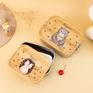Süße Tiere Lunchbox, personalisierte Edelstahl Lunchbox für Kinder, Schulanfang Geschenk, Kinder Name Snack Box, Jungen-Mädchen-Geburtstagsgeschenk
