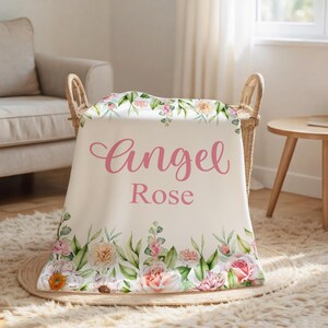 Rose personalisierte Decke, benutzerdefinierte Baby Name Decke, Baby-Dusche-Geschenk, Rose Kinderzimmer Decke, Krippe Decke, Neugeborene Fotos Prop, Krankenhaus Decke