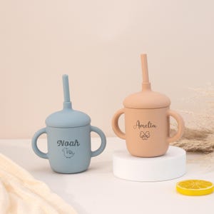 Personalized Silicone Cup, Baby Silicone Sippy Cup, Engraved Name Sippy Cup, Customized 1st Birthday Gift, Toddler Cup, Baby Gift
