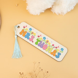 Marcapáginas de madera personalizado, regalo para el día del maestro, marcapáginas de madera, marcapáginas de madera con pintura, regalo para el maestro, regalo de regreso a clases, regalo de fin de año.