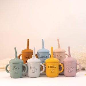 Custom Silicone Cup, Baby Silicone Sippy Cup, Personalized Silicone Sippy Cup, Engraved Name Sippy Cup, Toddler Cup, Baby Gift, Baby Tumbler
