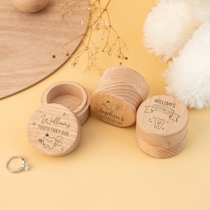 Caja de hada de los dientes personalizada, caja de hada de los dientes de madera, caja de recuerdo para bebé, caja de dientes con nombre de bebé grabado personalizado, regalo de bautizo, regalo de baby shower