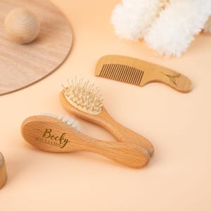 Birth Flower Baby Hair Brush, Christening Baby Girls Gift, Baby Shower Gift, Custom Wood Brush,Birth Gifts for Girls,Christmas Gift for Baby
