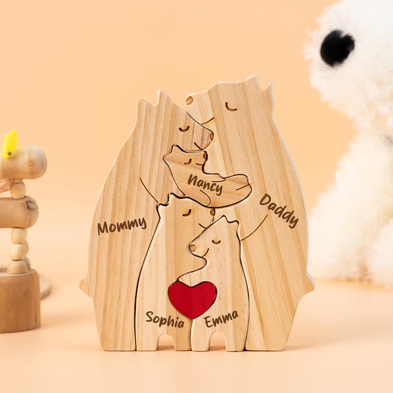 Puzzle personalizzato con orsetti di famiglia, puzzle di orsetti