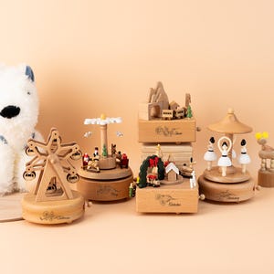 Caja de música de madera personalizada, regalo de madera, caja de música de carrusel, regalo de baby shower, regalo de recuerdo de Pascua, caja de música con flores, regalo de cumpleaños, regalo para niños