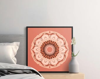 Mandala Wall Art, stampa decorativa Boho Mandala, decorazione murale unica, poster di Mandala Art, arte murale ispiratrice per la meditazione