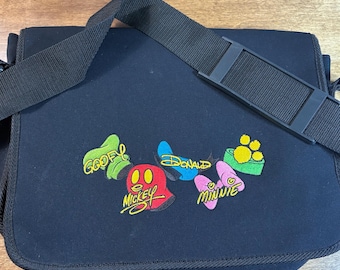 Vintage Disney Mickey Mouse and Friends Laptop Book Shoulder Bag Adjustable Strap & Embroidery front