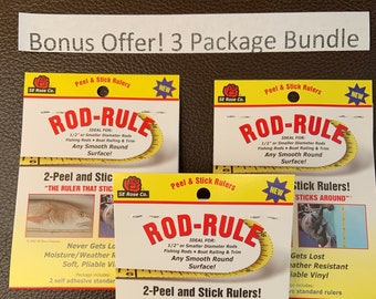 Régua adesiva Rod-Rule™ para pesca, caminhadas na água, passeios de barco e mergulho com snorkel - Pacote bônus - Preço promocional - 6 réguas no total