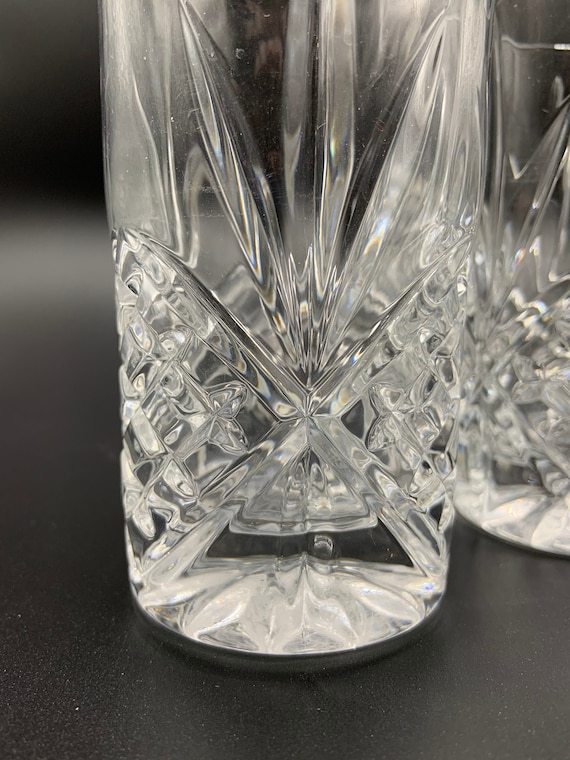 Fan Leaf Design Crystal Highball Glass Masquerade Pattern Crystal