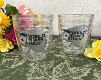 Tervis Tumblers World Poker Tour Cups Set of 4 - Double Wall Insulated World Poker Tour Bar Glasses -