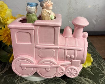 Vintage Turning Ceramic Train Engine Music Box- Locomotive Music box Moving Hobos- I've Been Working On The Railroad -