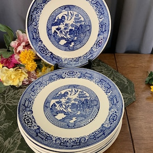 Vintage Blue Willow Dinner Plate - Ironstone Tableware Plate - Transferware Blue Willow Plate