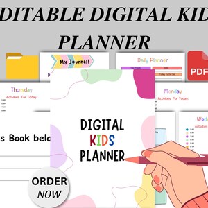 Editable Kids Digital Planner, Kids Daily Planner, Pre School Planner ...