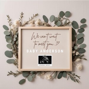 Einfache minimalistische Schwangerschaftsankündigung Digital, Boho Babyankündigung Geschlechtsneutrale, moderne bearbeitbare Social Media Baby Reveal-Vorlage