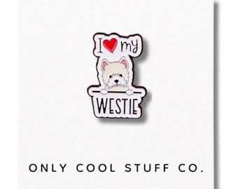 Pin esmaltado "Amo a mi Westie" / Accesorio para amantes de los perros West Highland Terrier