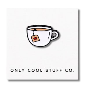 White Tea Cup With Heart Enamel Pin, Gift for Her, Tea Cup Pin, Pin Gifts, Pins Display, Tea Drinker Gift, Pins for Tea Drinkers, Cup of Tea