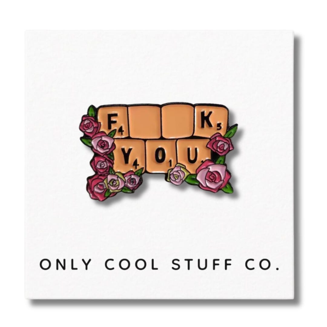 Scrabble Pin FU Scrabble Tile Enamel Pin | Sassy Floral Accessory With Attitude - Etsy