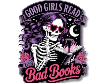 Le brave ragazze leggono libri cattivi - Magnete con scheletro / Divertente decorazione da frigo per lettori