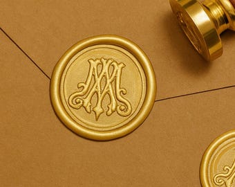 Custom Logo Wax Seal Stickers, Personalized Monogram Stamp with Self-Adhesive Wedding Envelope Seals