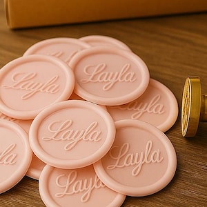 Custom Wax Seal Stickers Baby Shower Girl Pink Wax Seals with Name Personalized Wax Seal for Invitations Favors Gifts Wax Seal Self Adhesive